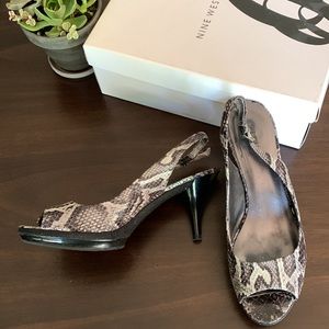 Nine West Peep Toe Snakeskin Heels